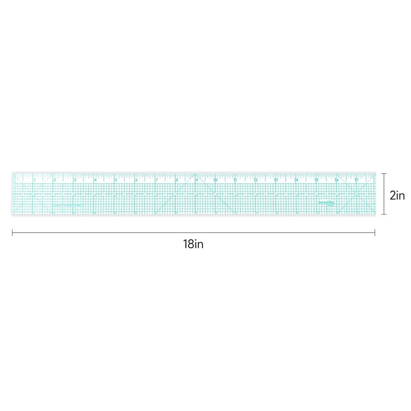 KEARING Clear Sewing Graph Fashion Design Ruler with Holes, Sandwich Line, 2 x 18, Zero Centering, Transparent Pattern Grading Dress Making Ruler for Sewing Quilting Design - Image 2